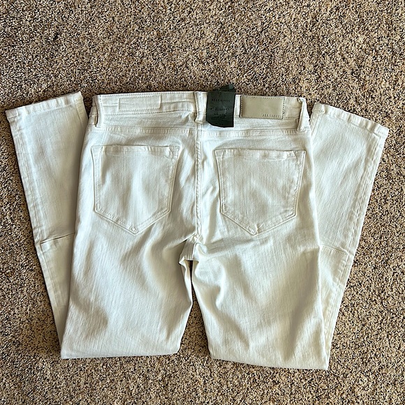 Allsaints NWT Off White Skinny Fit Low Rise Biker Seaming Cropped Pants **Sz 28* - Picture 2 of 8